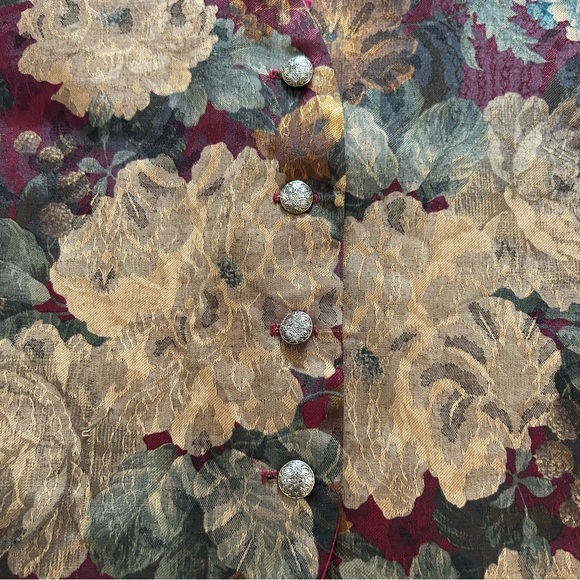 Vintage 80s Ardmore Floral Brocade Vest | Made in USA | Size Medium - Picture 2 of 6
